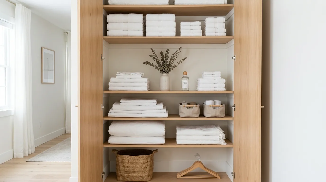 Fold consistently so stacks stay manageable inspiration for a linen closet.